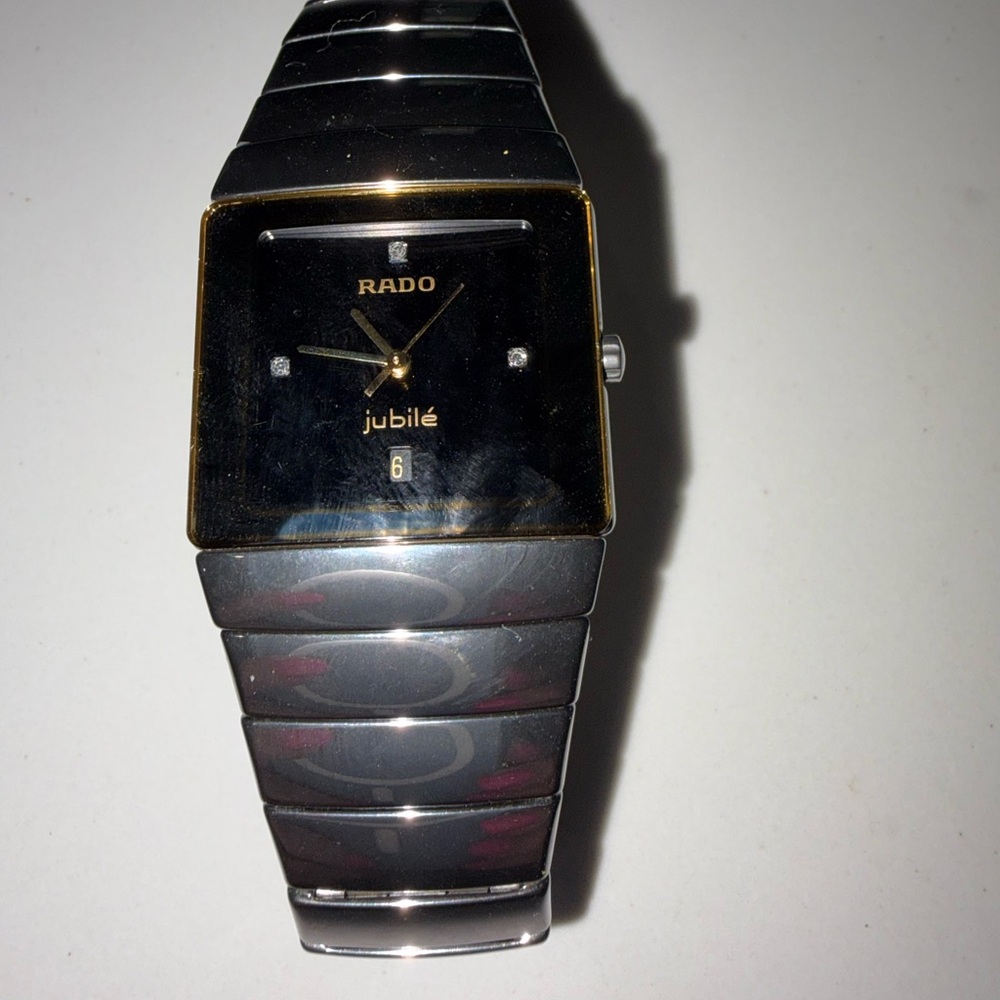 Rado Jubile Black Dial Ceramic Watch with Gold Trim - Picture 2 of 3